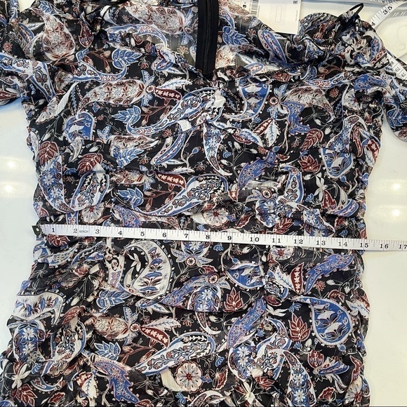 Zara Paisley Floral Print Draped Ruched Mini Dress Size L NWT - Picture 12 of 14